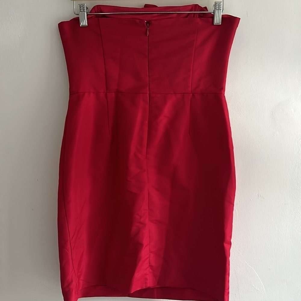 Oasis red strapless mini dress with bow details women’s 6 - Picture 2 of 11